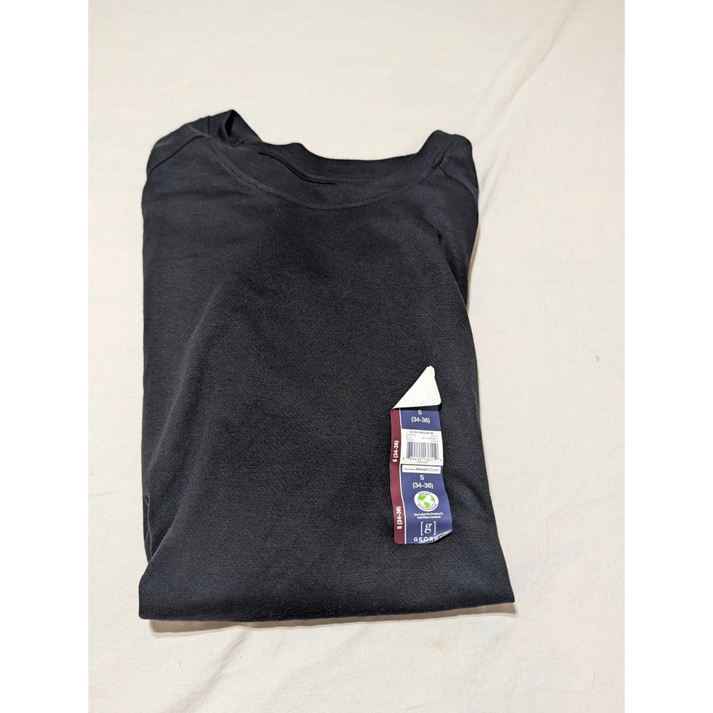 George Mens SS Poly Raglan Tee Black Short Sleeve Active Shirt S 34-36 NEW